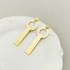 Wholesale Women's Stainless Steel Geometric French Retro Style Electroplated Ring And T Pendant Earrings