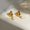Wholesale Women's Stainless Steel Geometric Freshwater Pearl Earrings With Electroplating Treatment