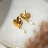Wholesale Women's Stainless Steel Geometric Freshwater Pearl Earrings With Electroplating Treatment
