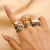 Wholesale Women's Stainless Steel Geometric Goldplated Ring Light Luxury Nonfading
