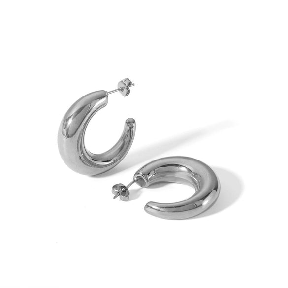 Wholesale Women's Stainless Steel Geometric Half Ring Earrings With Electroplating