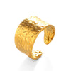 Wholesale Women's Stainless Steel Geometric Hammer Pattern Open Wide Finger Ring With Electroplating