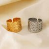 Wholesale Women's Stainless Steel Geometric Hammer Pattern Ring With Electroplating Treatment