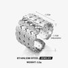 Wholesale Women's Stainless Steel Geometric Hammer Pattern Ring With Electroplating Treatment