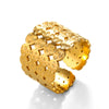 Wholesale Women's Stainless Steel Geometric Hammer Pattern Ring With Electroplating Treatment
