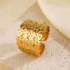 Wholesale Women's Stainless Steel Geometric Hammer Pattern Ring With Electroplating Treatment