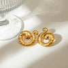 Wholesale Women's Stainless Steel Geometric Hammered Electroplated Asymmetrical Earrings