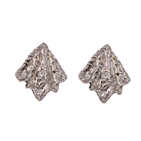 Wholesale Women's Stainless Steel Geometric Hammered Polished Exaggerated Earrings