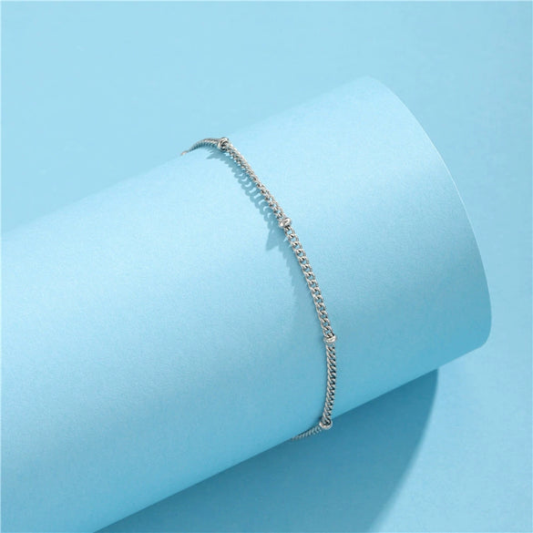 Wholesale Women's Stainless Steel Geometric Handmade Flat Bead Clip Bracelet Simple Style