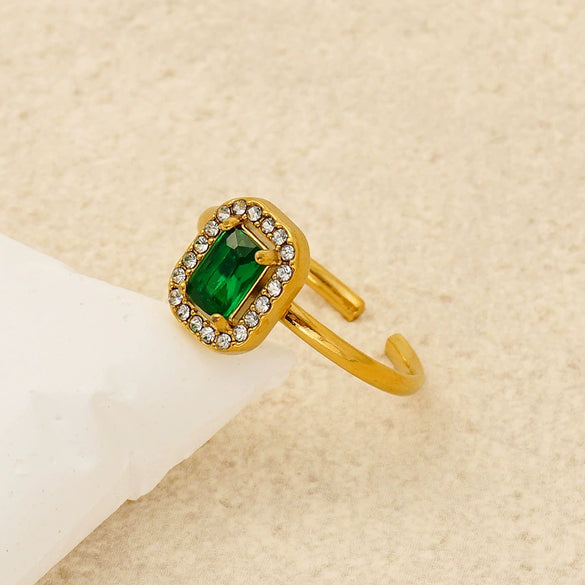 Wholesale Women's Stainless Steel Geometric Heart Drop Shape Electroplated Zircon Ring