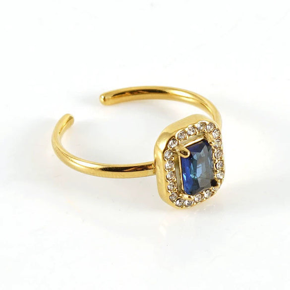 Wholesale Women's Stainless Steel Geometric Heart Drop Shape Electroplated Zircon Ring