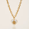 Wholesale Women's Stainless Steel Geometric Heart Face Pendant Necklace With Oil Drop Print And Electroplating Design