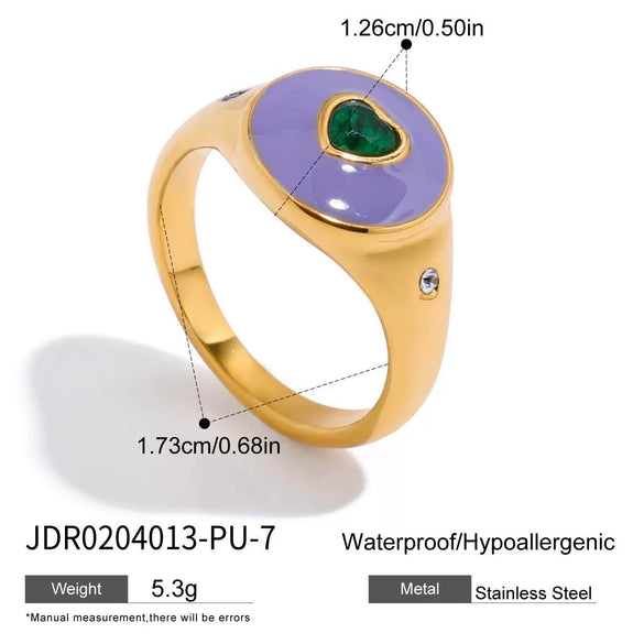Wholesale Women's Stainless Steel Geometric Heart Ring Jewelry With Zircon And Electroplating