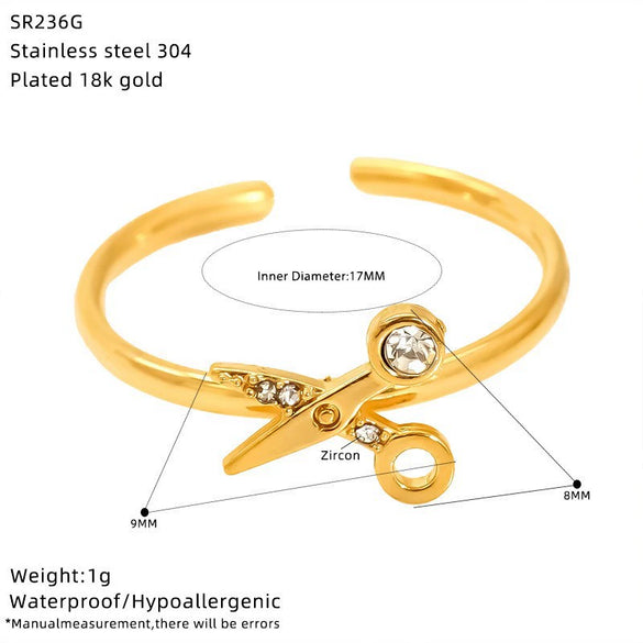 Wholesale Women's Stainless Steel Geometric Heart Shape Cross Real Gold Plated Open Ring