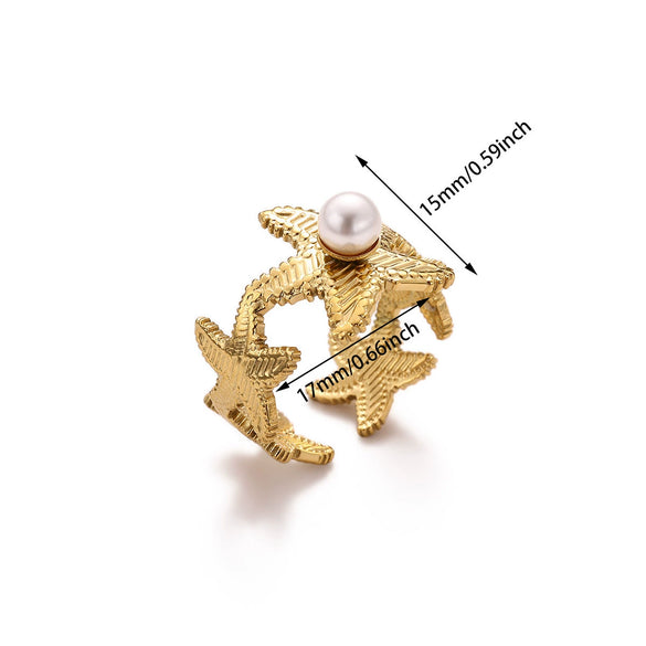 Wholesale Women's Stainless Steel Geometric Heart Shape 18K Gold Inlaid Ring