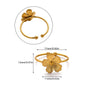 Wholesale Women's Stainless Steel Geometric Heart Shape 18K Gold Inlaid Ring