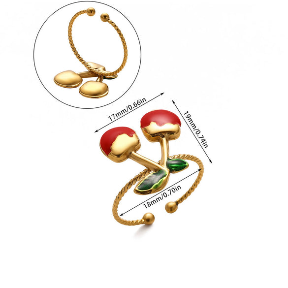 Wholesale Women's Stainless Steel Geometric Heart Shape 18K Gold Inlaid Ring