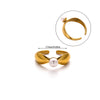 Wholesale Women's Stainless Steel Geometric Heart Shape 18K Gold Inlaid Ring