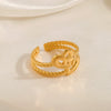 Wholesale Women's Stainless Steel Geometric Heartshaped Doublelayer Opening Adjustable Ring With Electroplating