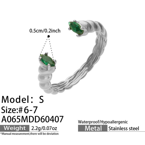 Wholesale Women's Stainless Steel Geometric Heartshaped Electroplated 18K Gold Open Thin Band Tail Ring Set Accessories