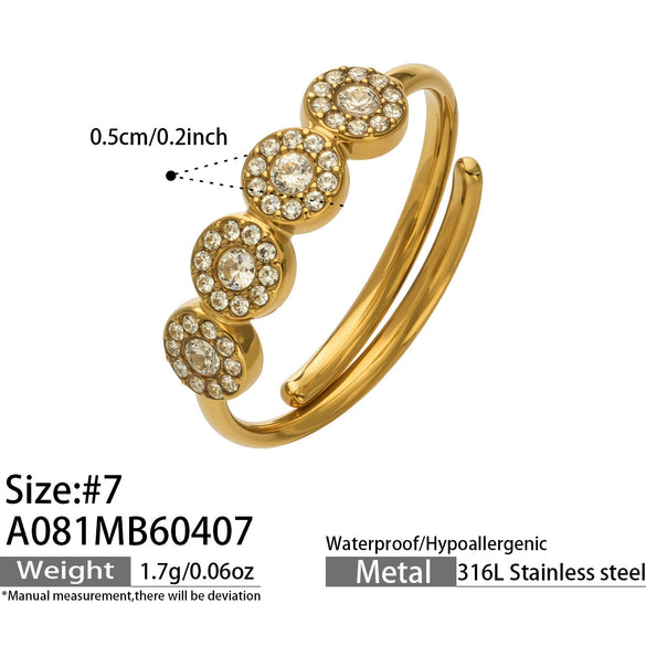 Wholesale Women's Stainless Steel Geometric Heartshaped Electroplated 18K Gold Open Thin Band Tail Ring Set Accessories