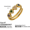 Wholesale Women's Stainless Steel Geometric Heartshaped Electroplated 18K Gold Open Thin Band Tail Ring Set Accessories