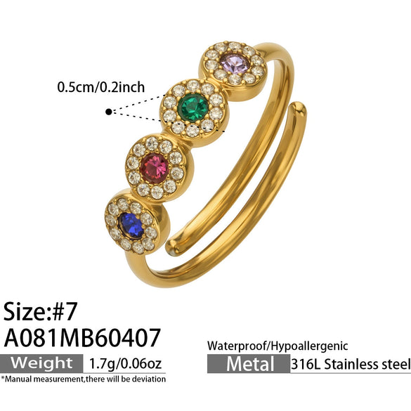 Wholesale Women's Stainless Steel Geometric Heartshaped Electroplated 18K Gold Open Thin Band Tail Ring Set Accessories