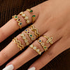 Wholesale Women's Stainless Steel Geometric Heartshaped Electroplated 18K Gold Open Thin Band Tail Ring Set Accessories