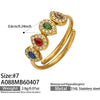 Wholesale Women's Stainless Steel Geometric Heartshaped Electroplated 18K Gold Open Thin Band Tail Ring Set Accessories