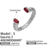 Wholesale Women's Stainless Steel Geometric Heartshaped Electroplated 18K Gold Open Thin Band Tail Ring Set Accessories