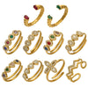 Wholesale Women's Stainless Steel Geometric Heartshaped Electroplated 18K Gold Open Thin Band Tail Ring Set Accessories