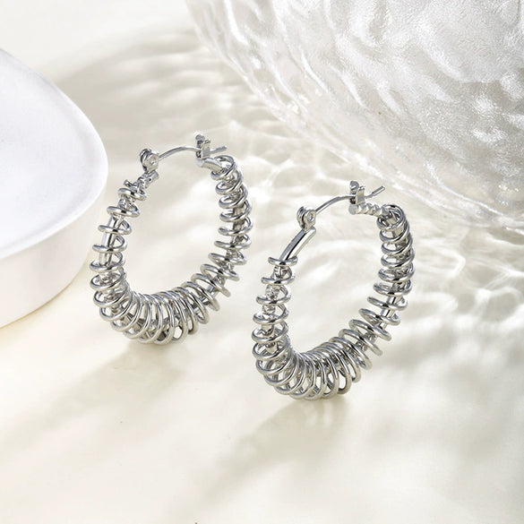 Wholesale Women's Stainless Steel Geometric Heartshaped Hoop Earrings Electroplated