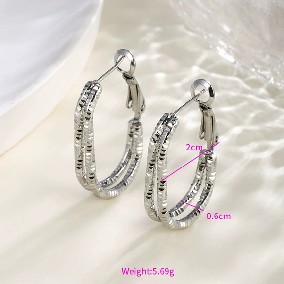 Wholesale Women's Stainless Steel Geometric Heartshaped Hoop Earrings Electroplated