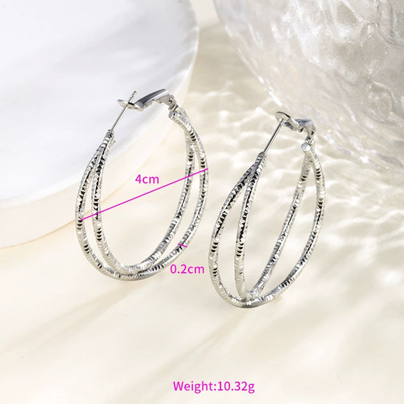 Wholesale Women's Stainless Steel Geometric Heartshaped Hoop Earrings Electroplated
