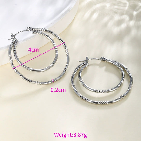 Wholesale Women's Stainless Steel Geometric Heartshaped Hoop Earrings Electroplated