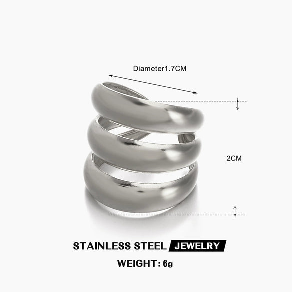 Wholesale Women's Stainless Steel Geometric Heavy Line Ring With 18K Gold Plated Electroplating