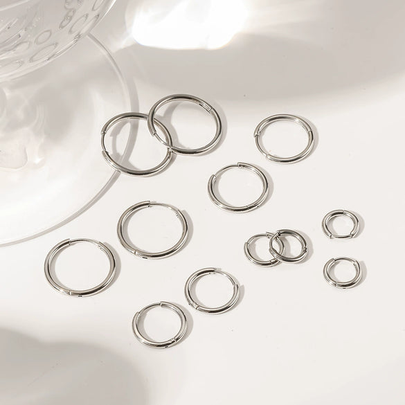 Wholesale Women's Stainless Steel Geometric Highpolish Electroplated Hoop Earrings
