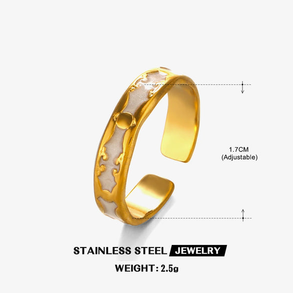 Wholesale Women's Stainless Steel Geometric Hip Hop Opening Ring With Oil Drop Design And Electroplating Treatment