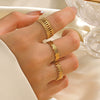 Wholesale Women's Stainless Steel Geometric Hip Hop Style Electroplated Ring