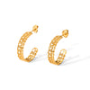 Wholesale Women's Stainless Steel Geometric Hollow Cshaped Electroplated Earrings