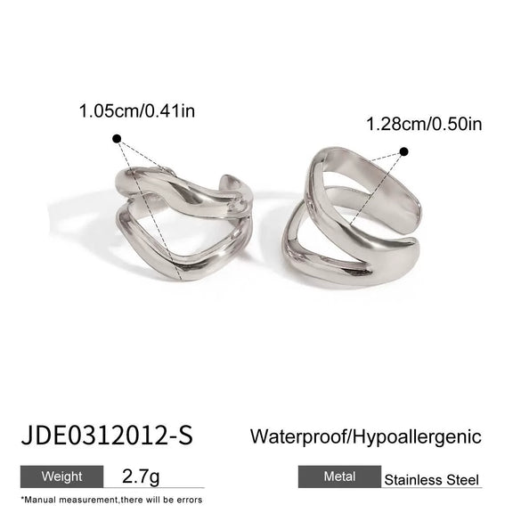 Wholesale Women's Stainless Steel Geometric Hollow Ear Clip Electroplated Modern Minimalist Allmatch Nonfading Earrings