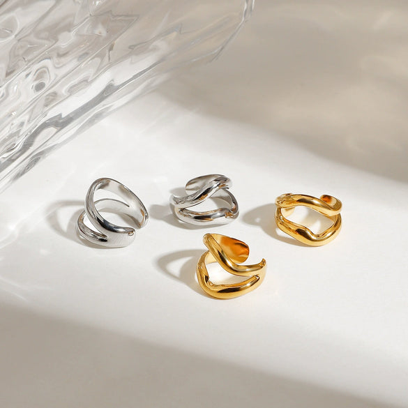 Wholesale Women's Stainless Steel Geometric Hollow Ear Clip Electroplated Modern Minimalist Allmatch Nonfading Earrings