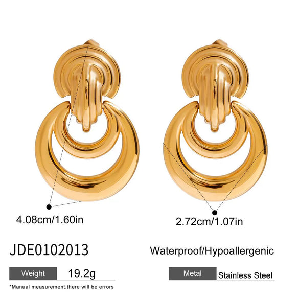 Wholesale Women's Stainless Steel Geometric Hollow Earrings Jewelry With Electroplating And Modern Minimalist Design