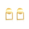 Wholesale Women's Stainless Steel Geometric Hollow Earrings With Electroplating Round Square Shape Color Matching Fashion Style