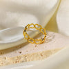 Wholesale Women's Stainless Steel Geometric Hollow Heart Opening Ring Electroplated Jewelry