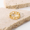 Wholesale Women's Stainless Steel Geometric Hollow Heart Opening Ring Electroplated Jewelry