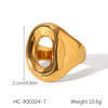 Wholesale Women's Stainless Steel Geometric Hollow Heartshaped Cast And Electroplated Ring