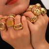 Wholesale Women's Stainless Steel Geometric Hollow Heartshaped Cast And Electroplated Ring