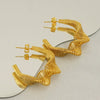 Wholesale Women's Stainless Steel Geometric Hollow Irregular Spring Earrings With Electroplating Treatment