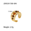 Wholesale Women's Stainless Steel Geometric Hollow Opening Ring With Malachite Electroplated